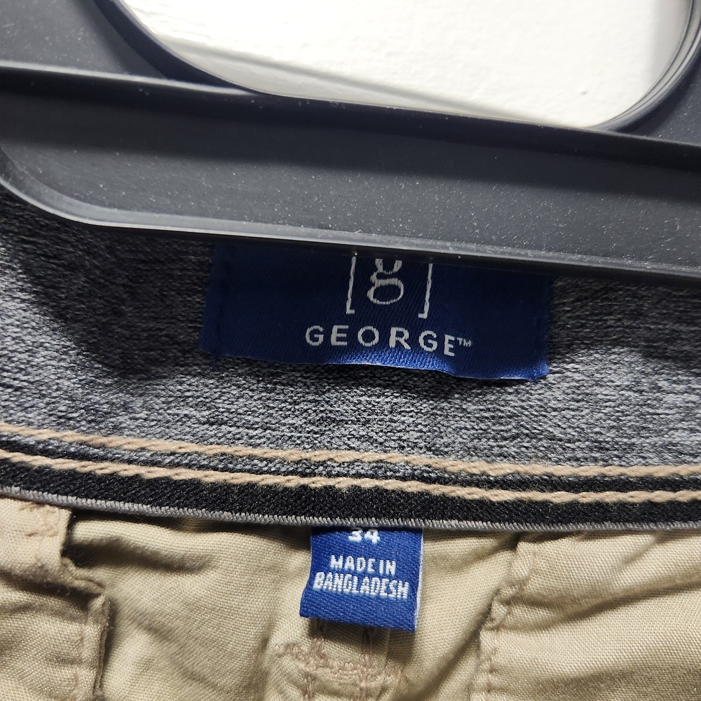 George Men's Khaki Shorts with Navy Branding - Picture 5 of 7